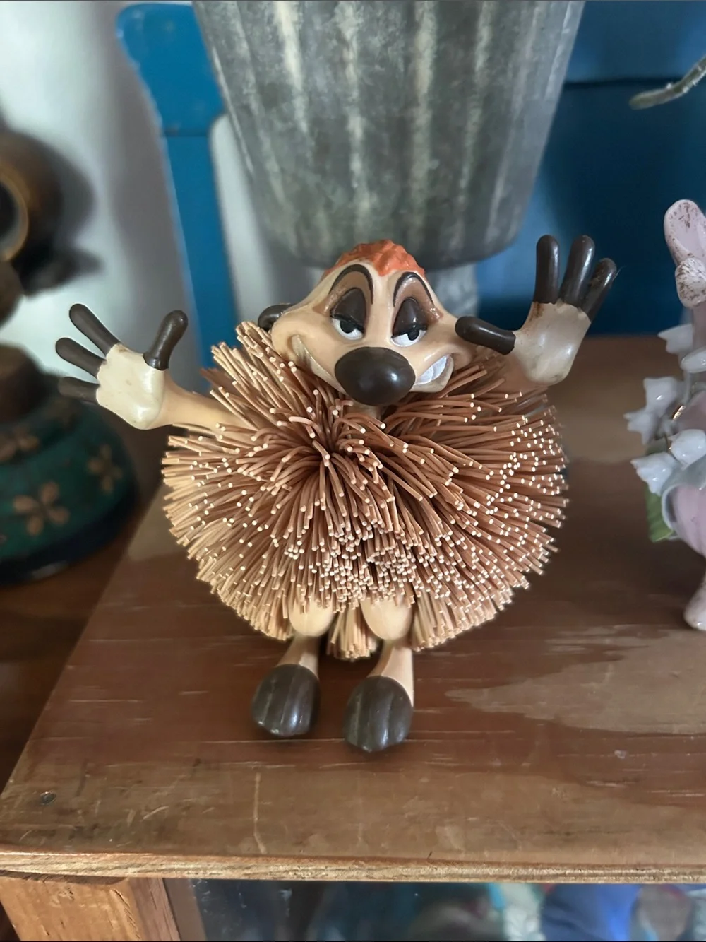 Whimsical Hedgehog Figurine with Bristle Body
